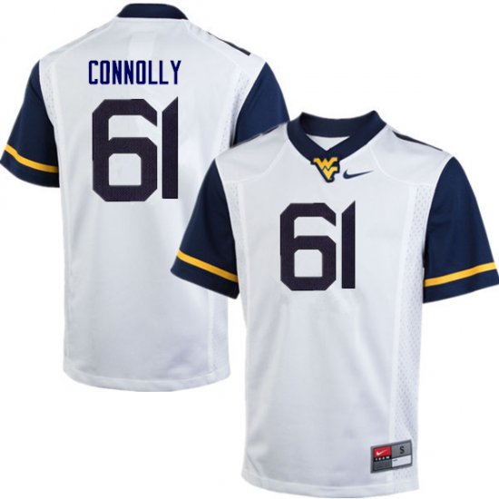 Men's West Virginia Mountaineers NCAA #61 Tyler Connolly White Authentic Nike Stitched College Football Jersey WM15A18BO